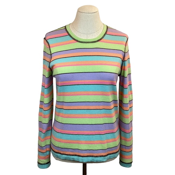 Talbots Cashmere Sweater Striped Pastels - Picture 7 of 7